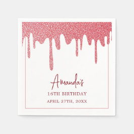 Chic Roos Gold Drip Glitter Sweet 16 Birthday Servet