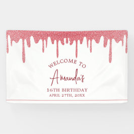 Chic Roos Gold Drip Glitter Sweet 16 Birthday Spandoek