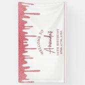 Chic Roos Gold Drip Glitter Sweet 16 Birthday Spandoek (Verticaal)