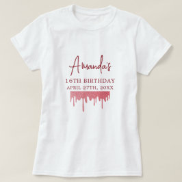 Chic Roos Gold Drip Glitter Sweet 16 Birthday T-shirt