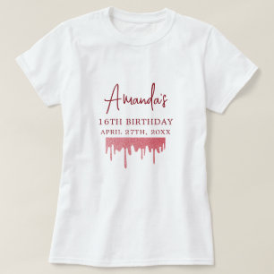 Chic Roos Gold Drip Glitter Sweet 16 Birthday T-shirt