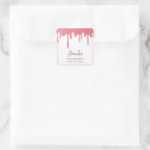 Chic Roos Gold Drip Glitter Sweet 16 Birthday Vierkante Sticker (Tas)