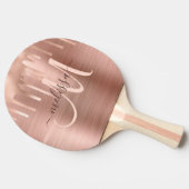 Chic Roos Gold Dripping Borhed Metal Blush Script Tafeltennisbatje (Zijkant)