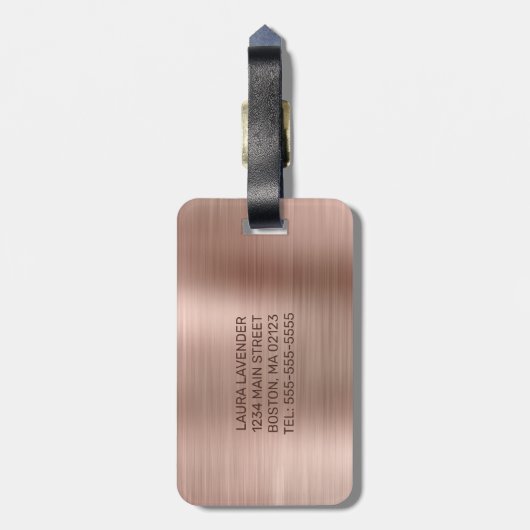 Chic Roos Gold Dripping Brushed Metal Monogram Bagagelabel (Achterkant verticaal)