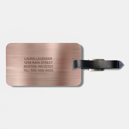 Chic Roos Gold Dripping Brushed Metal Monogram Bagagelabel (Achterkant horizontaal)