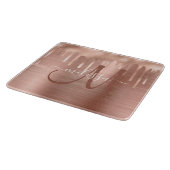 Chic Roos Gold Dripping Brushed Metal Monogram Snijplank (Hoek)