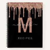 Chic Roos Gold Dripping Glitter Monogram Recipe Notitieboek (Voorkant)