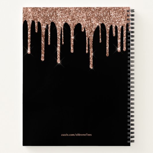 Chic Roos Gold Dripping Glitter Monogram Recipe Notitieboek (Achterkant)
