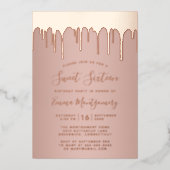 Chic Roos Gold Drips, op 16 oktober, feestdag Folie Uitnodiging (Voorkant)