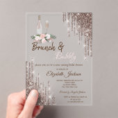 Chic Roos Gold Drivers Brunch en bubbelbaar Vrijge Acryl Uitnodigingen (Insitu (Draagbaar))