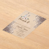 Chic Roos Gold Drivers Brunch en bubbelbaar Vrijge Acryl Uitnodigingen (Laagn)