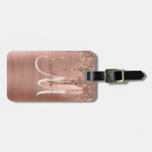 Chic Roos Gold Driving Glitter Borhed Metal Glam Bagagelabel (Voorkant horizontaal)