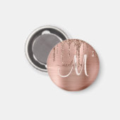 Chic Roos Gold Driving Glitter Borhed Metal Glam Magneet (Voorkant / Achterkant)