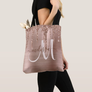 Chic Roos Gold Driving Glitter Borhed Metal Glam Tote Bag