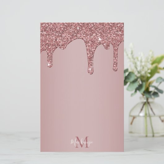 Chic Roos Gold Driving Glitter Glam Monogram (Staand voorkant)