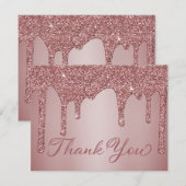 Chic Roos Gold Driving Glitter Hartelijk dank Bedankkaart (Voorkant / Achterkant)