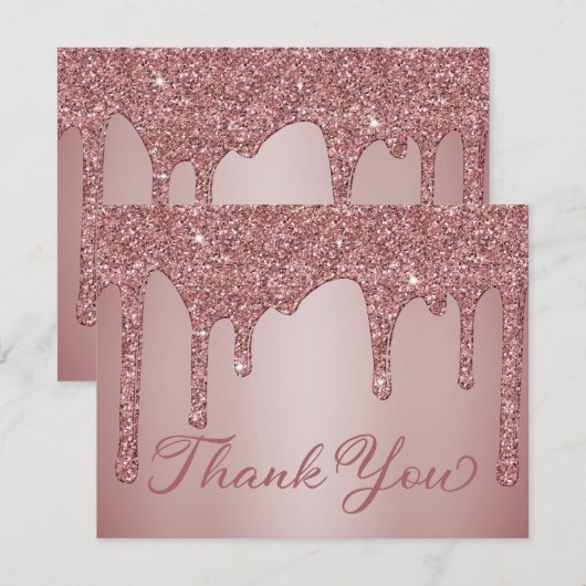 Chic Roos Gold Driving Glitter Hartelijk dank Bedankkaart (Voorkant / Achterkant)