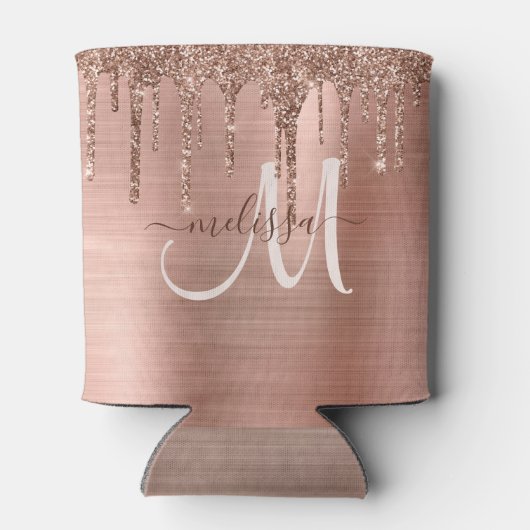 Chic Roos Gold Driving Glitter Metal Monogram Blikjeskoeler (Achterkant)