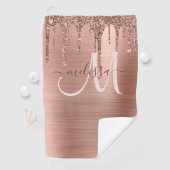 Chic Roos Gold Driving Glitter Metal Monogram Golfhanddoek (Insitu)