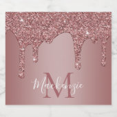 Chic Roos Gold Driving Glitter Monogram Likeurfles Etiket (Enkel label)