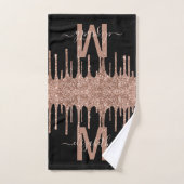 Chic Roos Gold Driving Glitter Monogram Naam Bad Handdoek (Handdoek)