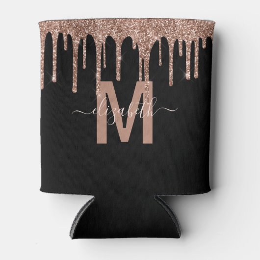 Chic Roos Gold Driving Glitter Monogram Naam Blikjeskoeler (Voorkant)