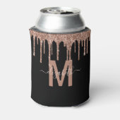 Chic Roos Gold Driving Glitter Monogram Naam Blikjeskoeler (Blikje Achterkant)