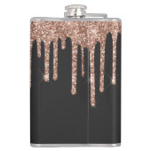 Chic Roos Gold Driving Glitter Monogram Naam Heupfles (Achterkant)