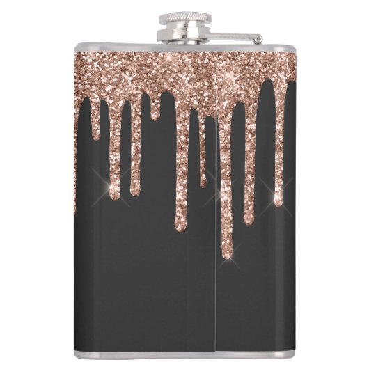 Chic Roos Gold Driving Glitter Monogram Naam Heupfles (Achterkant)