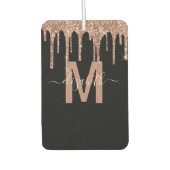 Chic Roos Gold Driving Glitter Monogram Naam Luchtverfrisser (Voorkant)