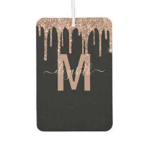 Chic Roos Gold Driving Glitter Monogram Naam Luchtverfrisser