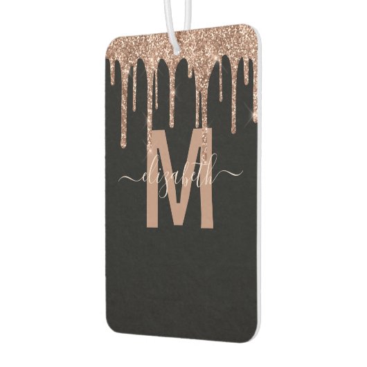 Chic Roos Gold Driving Glitter Monogram Naam Luchtverfrisser (Links)