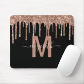 Chic Roos Gold Driving Glitter Monogram Naam Muismat (Met muis)