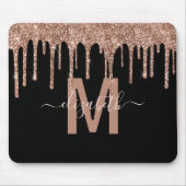 Chic Roos Gold Driving Glitter Monogram Naam Muismat (Voorkant)