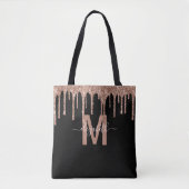 Chic Roos Gold Driving Glitter Monogram Naam Tote Bag (Voorkant)