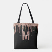Chic Roos Gold Driving Glitter Monogram Naam Tote Bag (Achterkant)