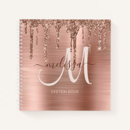 Chic Roos Gold Driving Glitter Monogram Schets Notitieboek