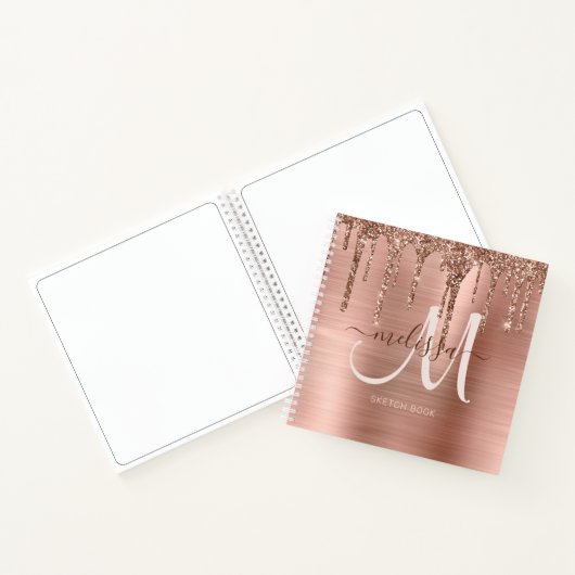 Chic Roos Gold Driving Glitter Monogram Schets Notitieboek (Binnen)
