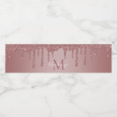 Chic Roos Gold Driving Glitter Monogram Waterfles Etiket (Enkel label)