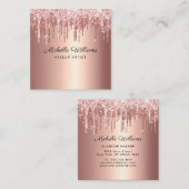 Chic Roos Gold Driving Glitter Professional Vierkante Visitekaartje (Voorkant / Achterkant)