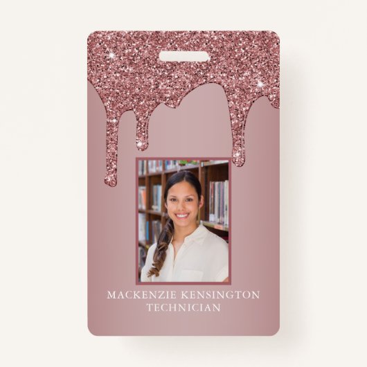 Chic Roos Gold Driving Sparkle Glitter Monogram Badge (Voorkant)