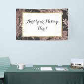 Chic Roos Gold en Black Floral Tekeningen Spandoek (Beurs)