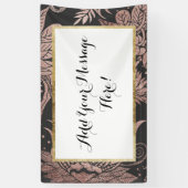Chic Roos Gold en Black Floral Tekeningen Spandoek (Verticaal)