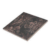 Chic Roos Gold en Black Flowers Leaves Tegeltje (Zijkant)