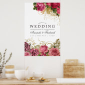 Chic Roos Gold en Blush Weddenschap Welkom Poster (Keuken)