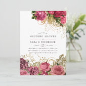  Chic Roos Gold en Blush Wedding Shower Kaart (Staand voorkant)
