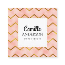 Chic Roos Gold en Chevron Stripes Visitekaartje