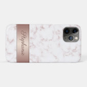 Chic Roos Gold en White Marble Script Naam Case-Mate iPhone Case (Achterkant (horizontaal))