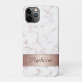 Chic Roos Gold en White Marble Script Naam Case-Mate iPhone Case (Achterkant)