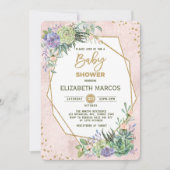 Chic Roos Gold Fiesta Baby shower Uitnodigen Geome Kaart (Voorkant)